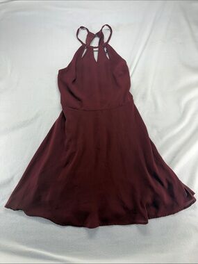 Express Halter Keyhole Fit and Flare Dress in Burgundy Size 0